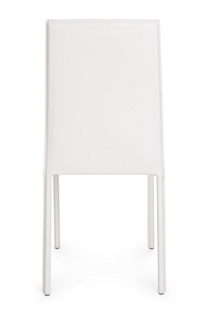 Set 4 scaune tapitate cu piele ecologica si picioare metalice Adda Alb, l44xA42xH96 cm (6)