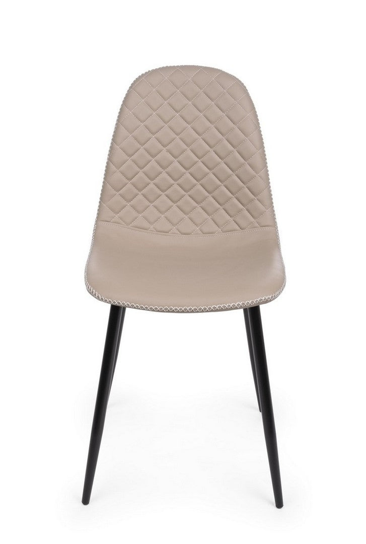 Set 4 scaune tapitate cu piele ecologica si picioare metalice Amanda Grej / Negru, l45xA54xH87 cm (4)