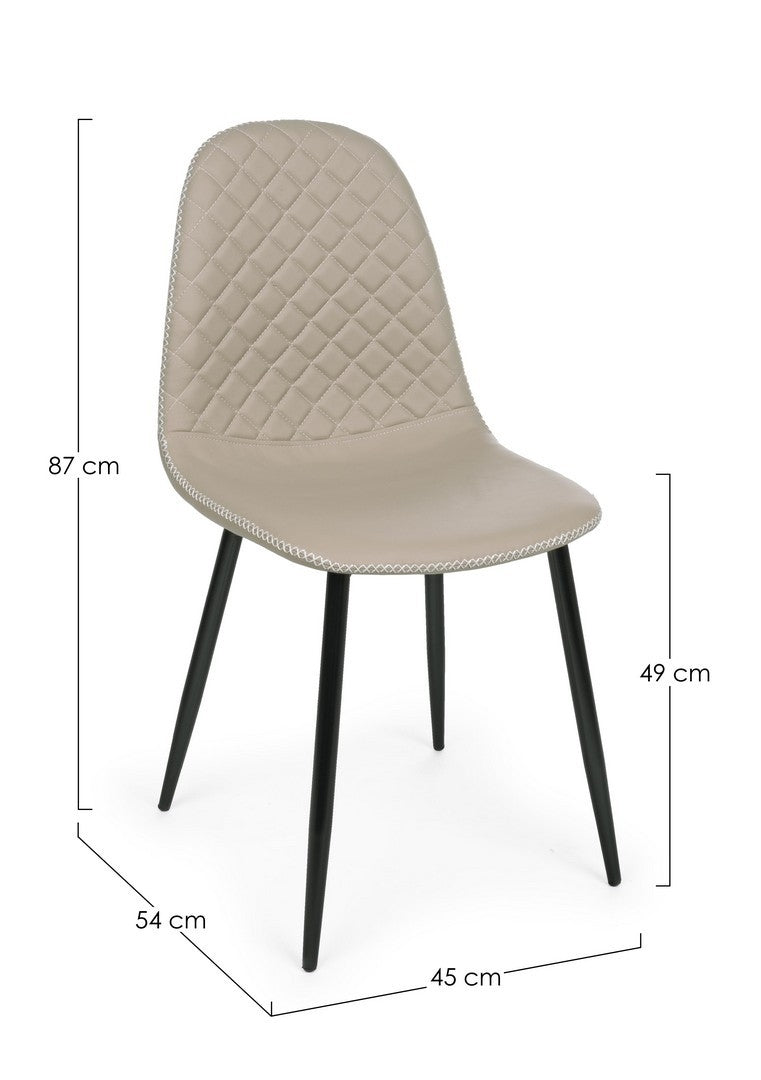 Set 4 scaune tapitate cu piele ecologica si picioare metalice Amanda Grej / Negru, l45xA54xH87 cm (7)