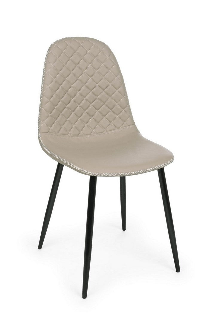 Set 4 scaune tapitate cu piele ecologica si picioare metalice Amanda Grej / Negru, l45xA54xH87 cm (3)