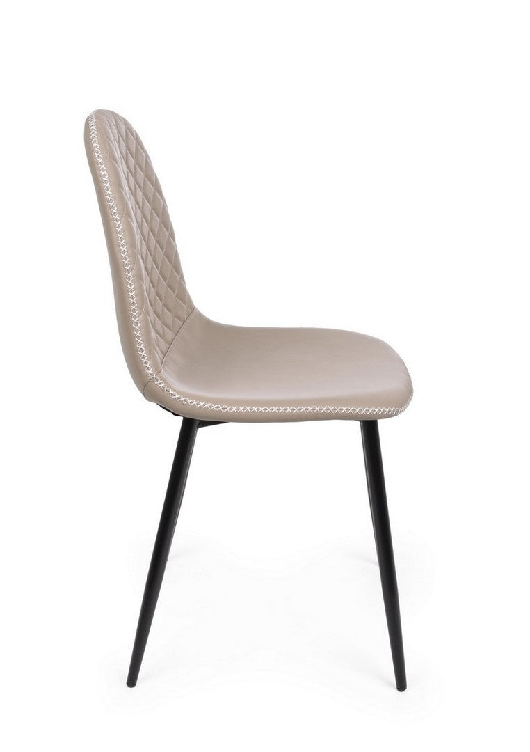 Set 4 scaune tapitate cu piele ecologica si picioare metalice Amanda Grej / Negru, l45xA54xH87 cm (5)