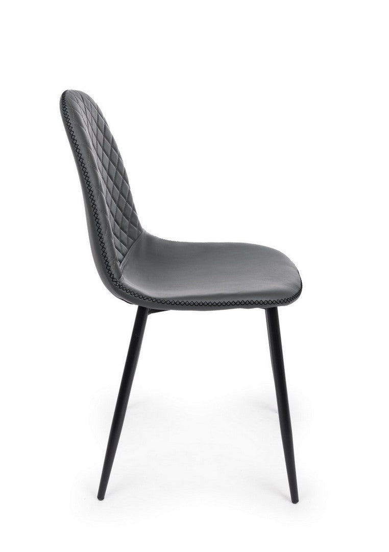 Set 4 scaune tapitate cu piele ecologica si picioare metalice Amanda Gri Inchis / Negru, l45xA54xH87 cm (3)