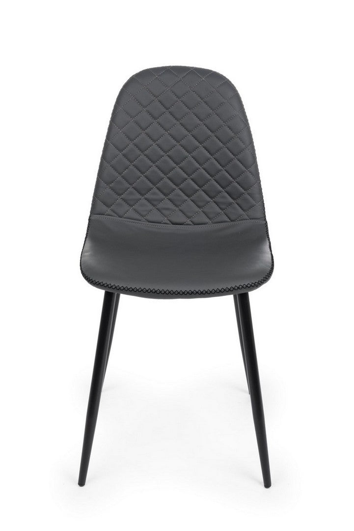 Set 4 scaune tapitate cu piele ecologica si picioare metalice Amanda Gri Inchis / Negru, l45xA54xH87 cm (4)