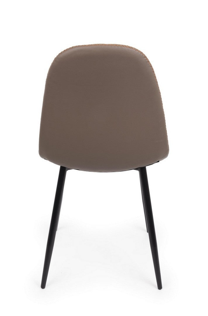 Set 4 scaune tapitate cu piele ecologica si picioare metalice Amanda Maro / Negru, l45xA54xH87 cm (4)
