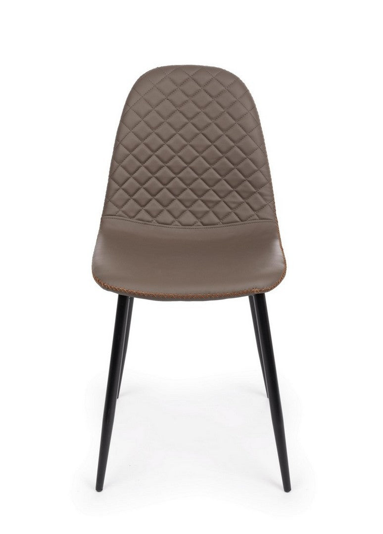 Set 4 scaune tapitate cu piele ecologica si picioare metalice Amanda Maro / Negru, l45xA54xH87 cm (3)