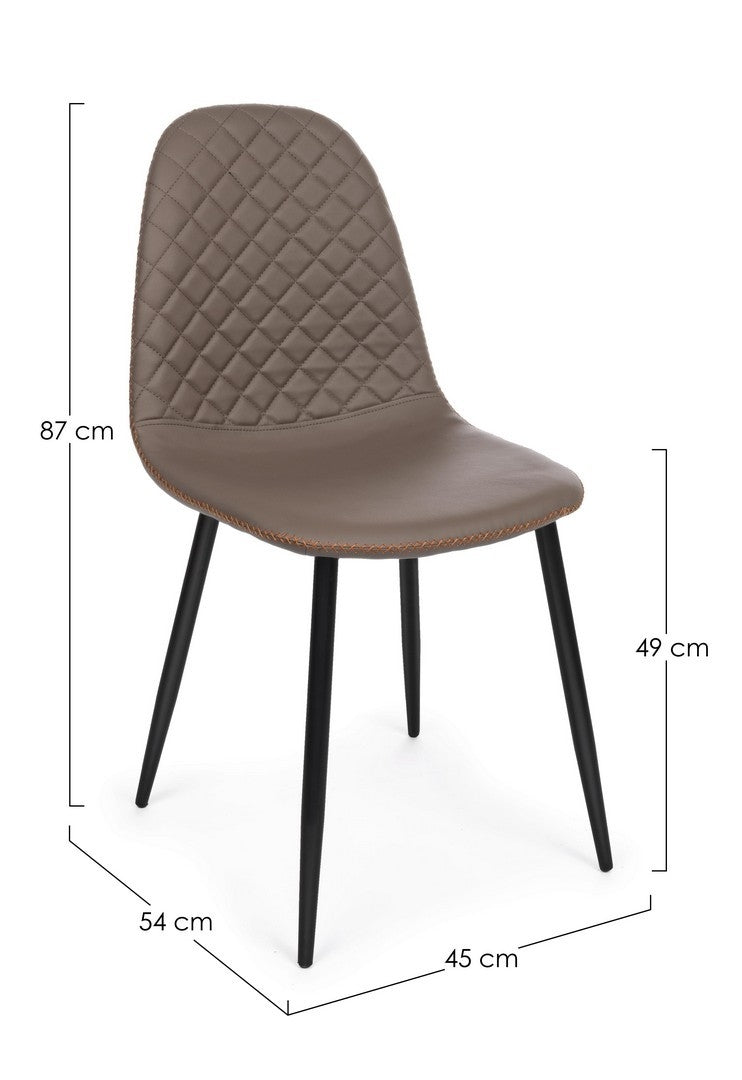 Set 4 scaune tapitate cu piele ecologica si picioare metalice Amanda Maro / Negru, l45xA54xH87 cm (8)