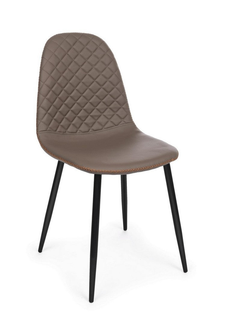 Set 4 scaune tapitate cu piele ecologica si picioare metalice Amanda Maro / Negru, l45xA54xH87 cm (2)