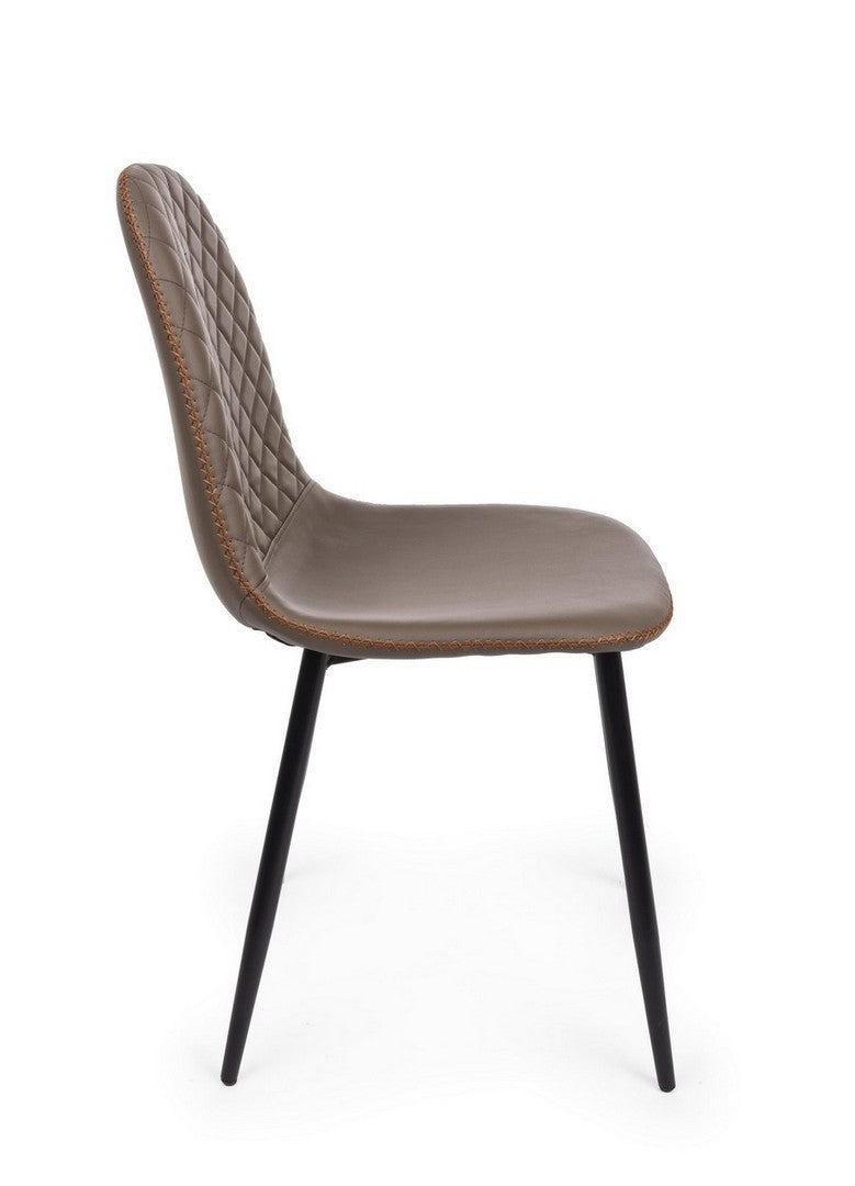 Set 4 scaune tapitate cu piele ecologica si picioare metalice Amanda Maro / Negru, l45xA54xH87 cm (5)