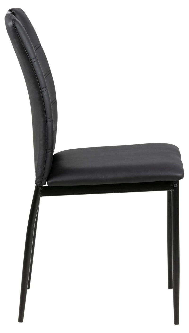Set 4 scaune tapitate cu piele ecologica si picioare metalice Dia Negru, l43,5xA53xH92 cm (4)