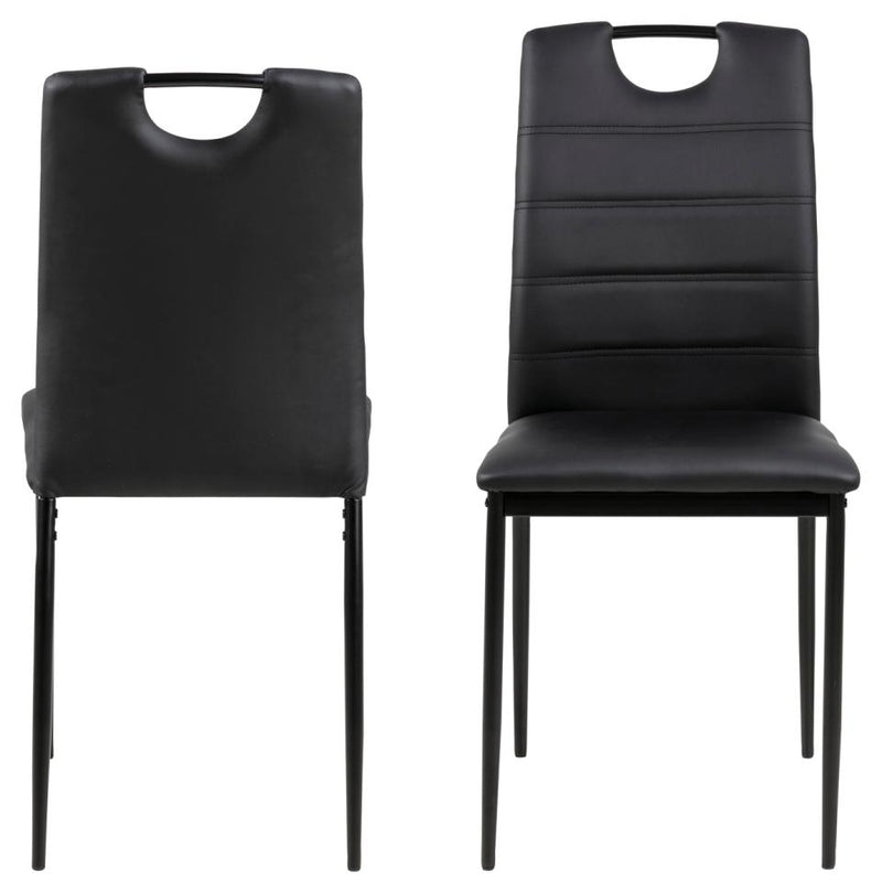 Set 4 scaune tapitate cu piele ecologica si picioare metalice Dia Negru, l43,5xA53xH92 cm (3)