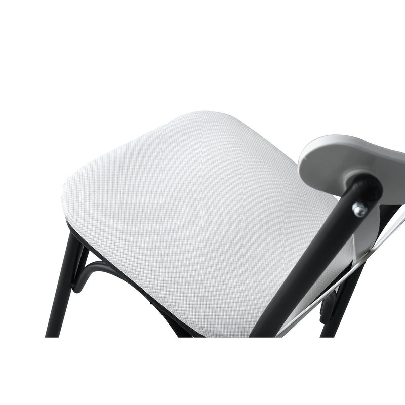 Set 4 scaune tapitate cu piele ecologica si picioare metalice, Ekol New 1334 Alb / Negru, l42xA42xH84 cm (9)