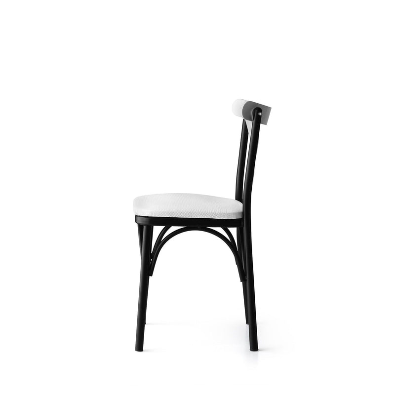 Set 4 scaune tapitate cu piele ecologica si picioare metalice, Ekol New 1334 Alb / Negru, l42xA42xH84 cm (8)