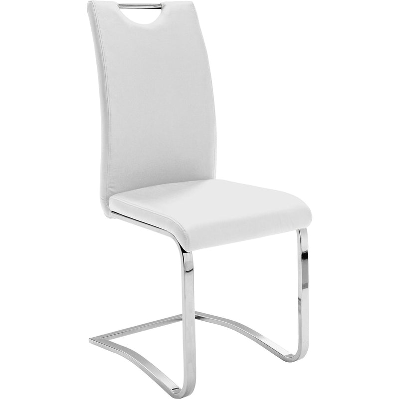 Set 4 scaune tapitate cu piele ecologica si picioare metalice, Koeln Alb / Crom, l43xA57xH100 cm (1)