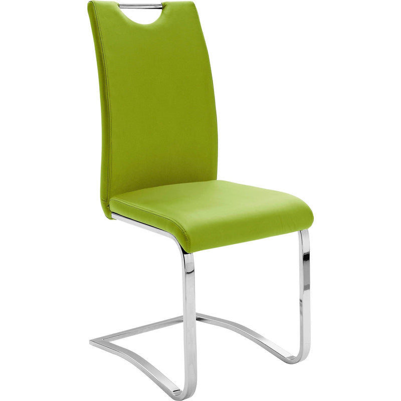 Set 4 scaune tapitate cu piele ecologica si picioare metalice, Koeln Lime / Crom, l43xA57xH100 cm (3)