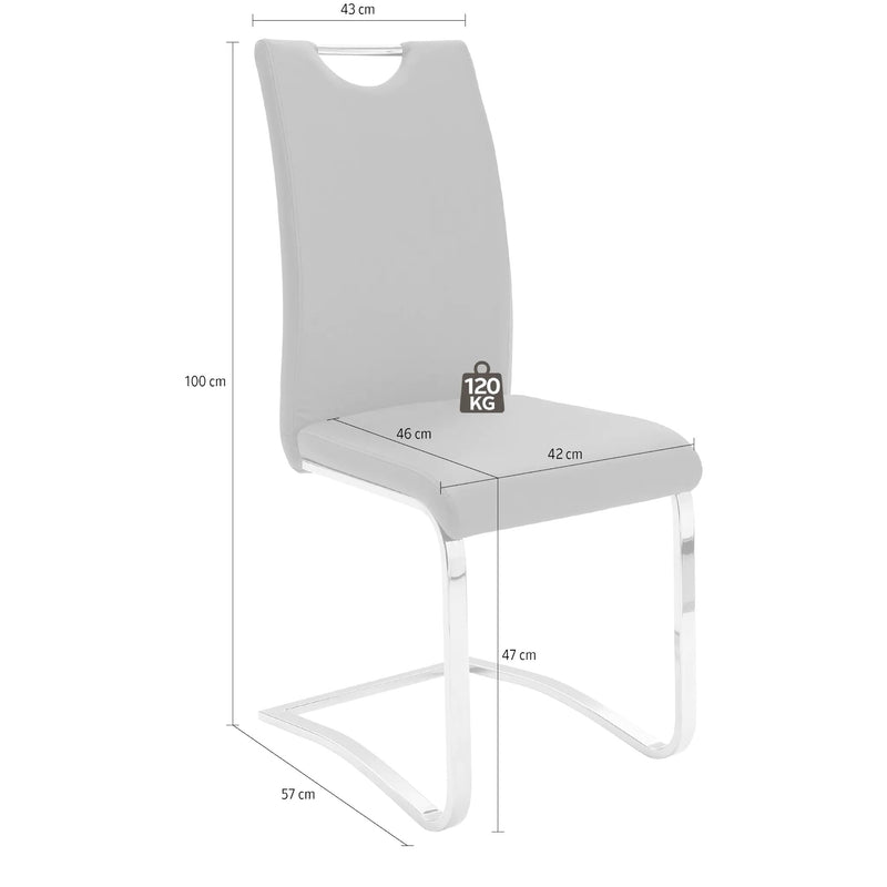 Set 4 scaune tapitate cu piele ecologica si picioare metalice, Koeln Verde Olive / Crom, l43xA57xH100 cm (5)