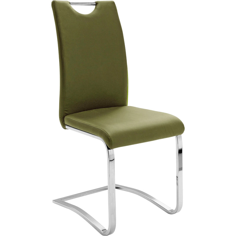 Set 4 scaune tapitate cu piele ecologica si picioare metalice, Koeln Verde Olive / Crom, l43xA57xH100 cm (3)