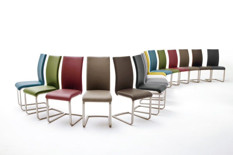 Set 4 scaune tapitate cu piele ecologica si picioare metalice, Paulo I Petrol / Crom, l42xA58xH102 cm (1)