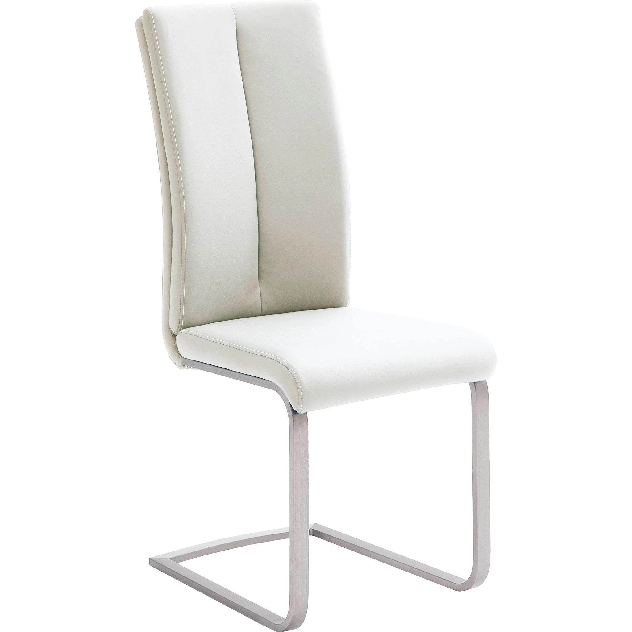 Set 4 scaune tapitate cu piele ecologica si picioare metalice, Paulo II Alb / Crom, l42xA61xH104 cm (1)