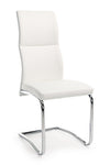 Set 4 scaune tapitate cu piele ecologica si picioare metalice, Thelma Alb / Crom, l44xA58xH104 cm (3)