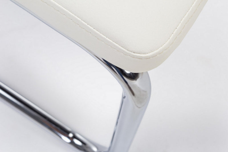 Set 4 scaune tapitate cu piele ecologica si picioare metalice, Thelma Alb / Crom, l44xA58xH104 cm (8)