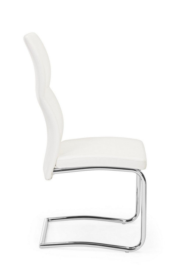 Set 4 scaune tapitate cu piele ecologica si picioare metalice, Thelma Alb / Crom, l44xA58xH104 cm (5)