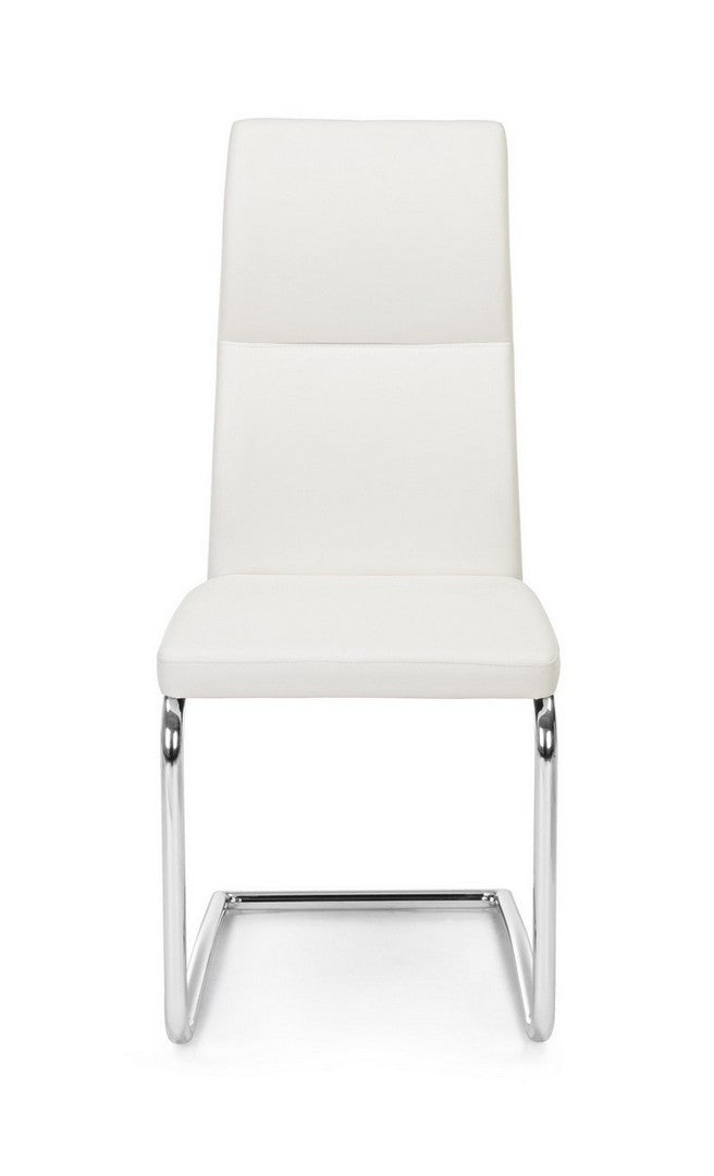 Set 4 scaune tapitate cu piele ecologica si picioare metalice, Thelma Alb / Crom, l44xA58xH104 cm (4)