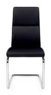 Set 4 scaune tapitate cu piele ecologica si picioare metalice, Thelma Negru / Crom, l44xA58xH104 cm (3)