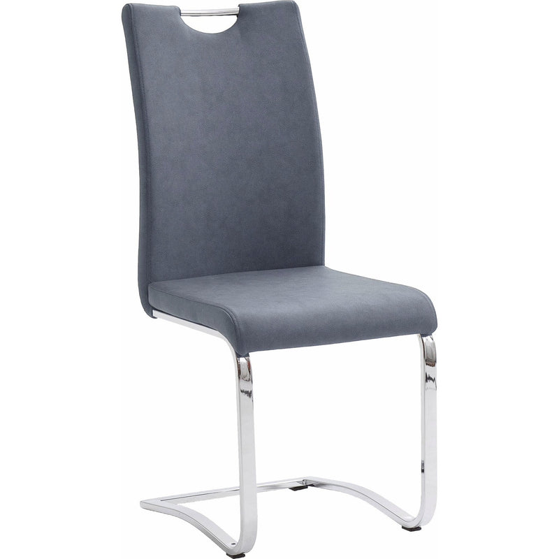 Set 4 scaune tapitate cu piele ecologica si picioare metalice, Tia Gri Bleu / Crom, l43xA57xH100 cm (2)