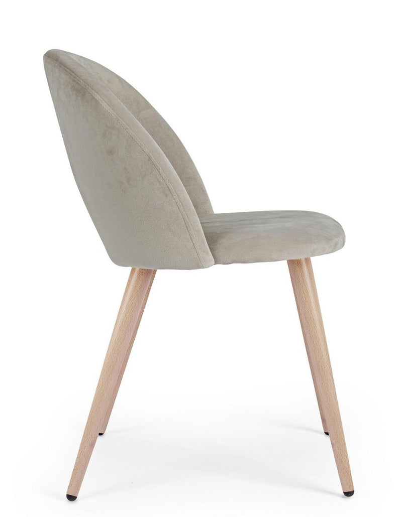 Set 4 scaune tapitate cu stofa si picioare metalice Linzey Velvet Grej / Natural, l53xA60xH82 cm (5)