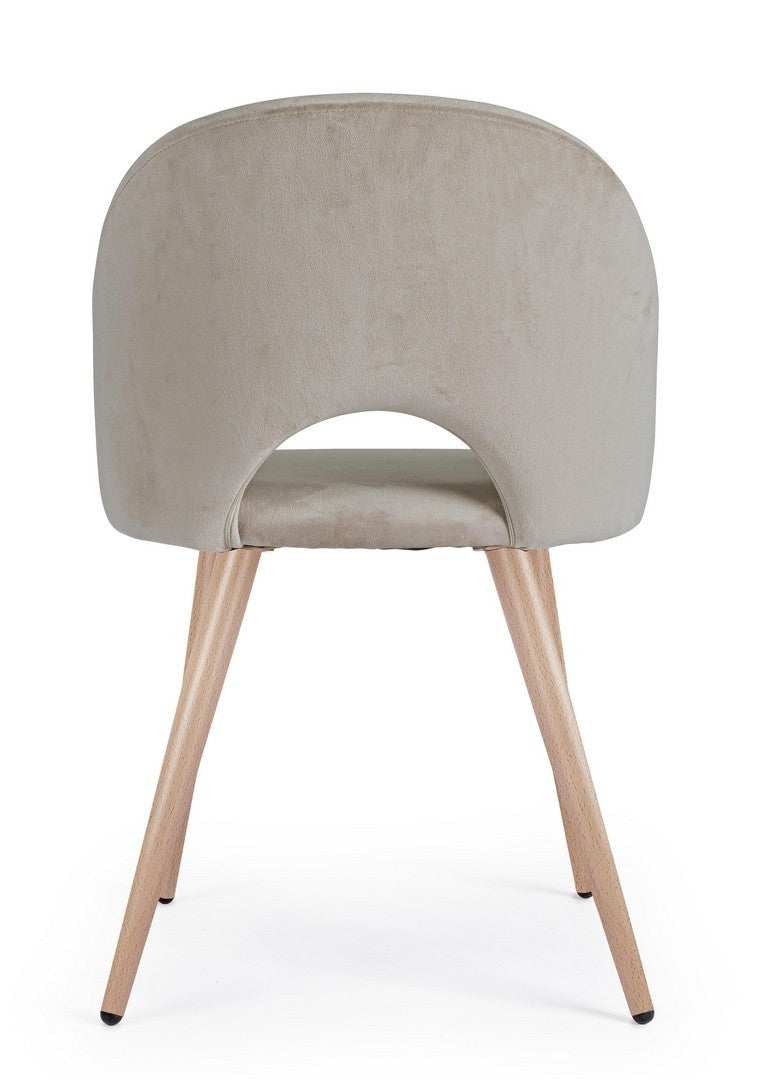 Set 4 scaune tapitate cu stofa si picioare metalice Linzey Velvet Grej / Natural, l53xA60xH82 cm (4)