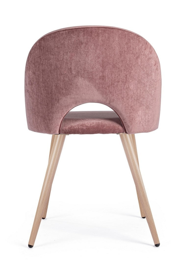 Set 4 scaune tapitate cu stofa si picioare metalice Linzey Velvet Roz / Natural, l53xA60xH82 cm (4)