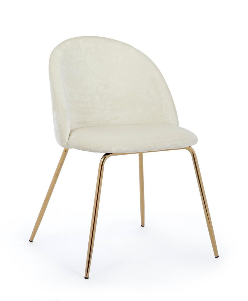 Set 4 scaune tapitate cu stofa si picioare metalice Tanya Velvet Alb / Auriu, l49xA55xH77 cm (2)