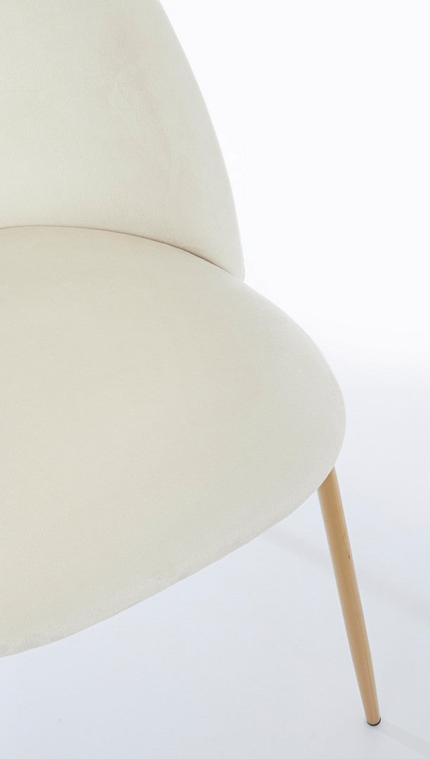Set 4 scaune tapitate cu stofa si picioare metalice Tanya Velvet Alb / Auriu, l49xA55xH77 cm (6)