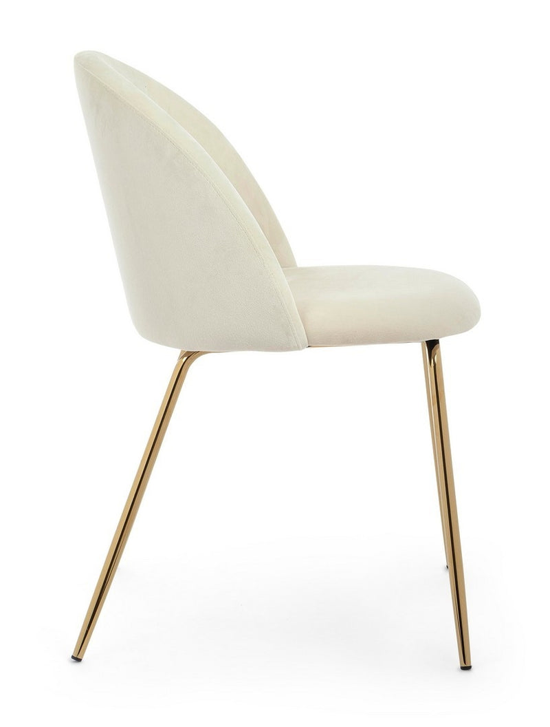 Set 4 scaune tapitate cu stofa si picioare metalice Tanya Velvet Alb / Auriu, l49xA55xH77 cm (5)