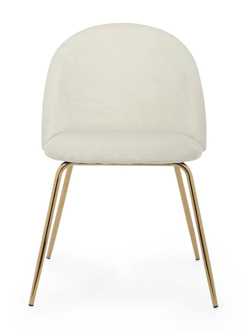 Set 4 scaune tapitate cu stofa si picioare metalice Tanya Velvet Alb / Auriu, l49xA55xH77 cm (3)
