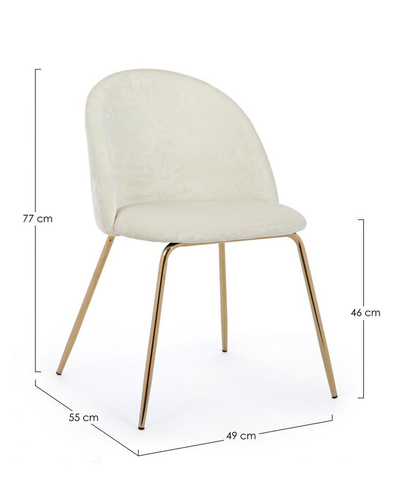 Set 4 scaune tapitate cu stofa si picioare metalice Tanya Velvet Alb / Auriu, l49xA55xH77 cm (7)