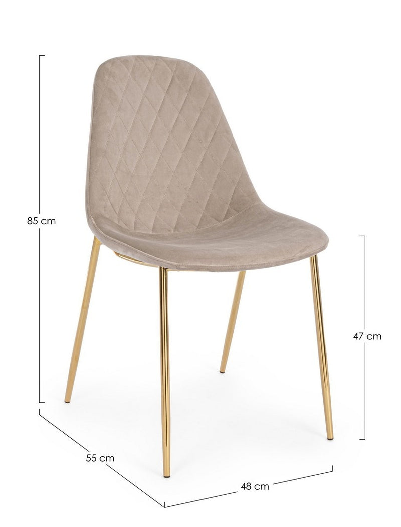 Set 4 scaune tapitate cu stofa si picioare metalice Terry Velvet Grej / Auriu, l48xA55xH85 cm (8)