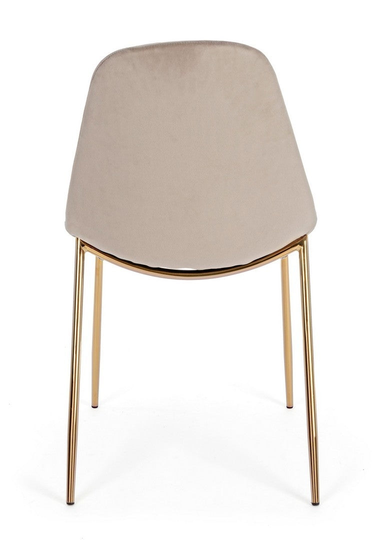 Set 4 scaune tapitate cu stofa si picioare metalice Terry Velvet Grej / Auriu, l48xA55xH85 cm (4)