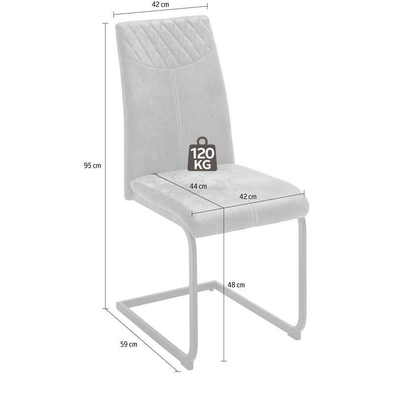 Set 4 scaune tapitate cu stofa si picioare metalice, Aosta Antracit / Negru, l42xA59xH95 cm (10)