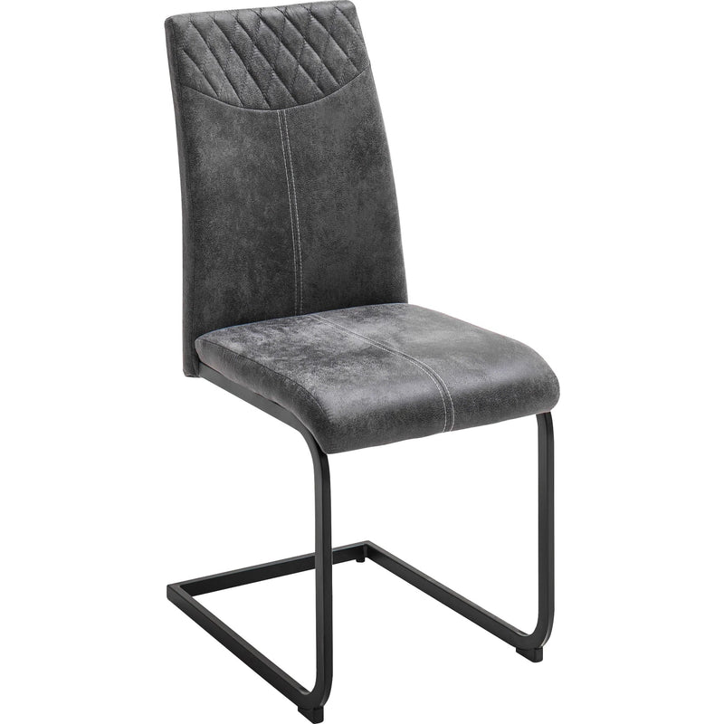 Set 4 scaune tapitate cu stofa si picioare metalice, Aosta Antracit / Negru, l42xA59xH95 cm (3)