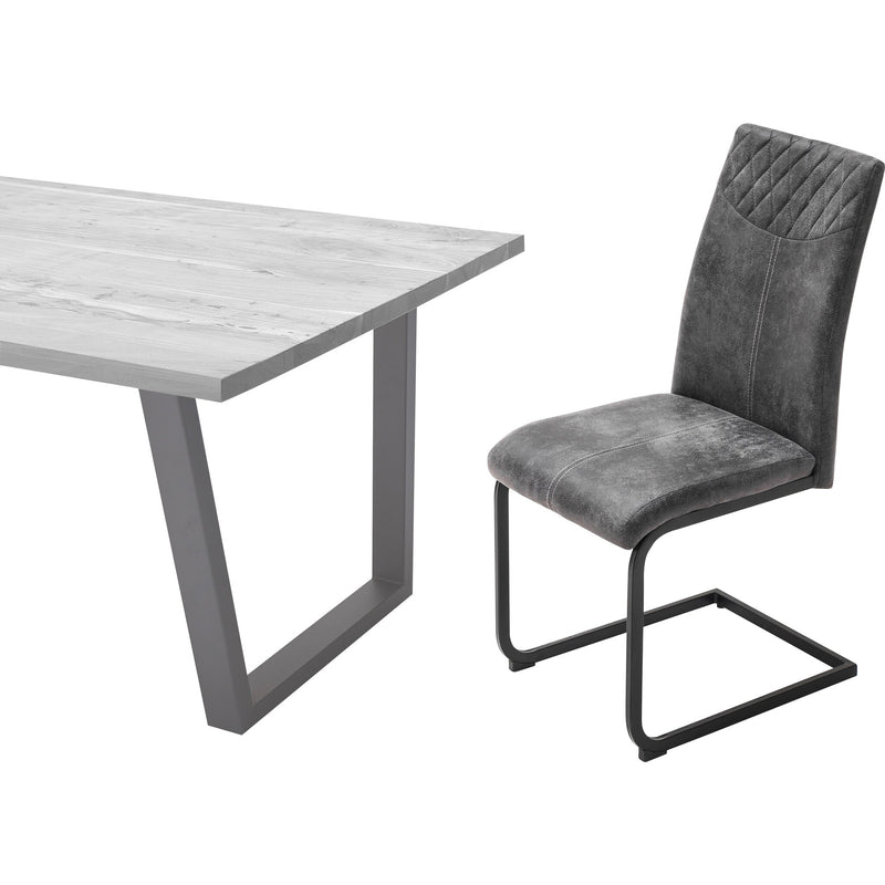 Set 4 scaune tapitate cu stofa si picioare metalice, Aosta Antracit / Negru, l42xA59xH95 cm (2)