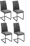 Set 4 scaune tapitate cu stofa si picioare metalice, Aosta Antracit / Negru, l42xA59xH95 cm