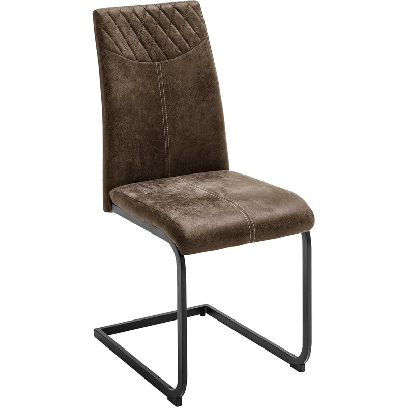 Set 4 scaune tapitate cu stofa si picioare metalice, Aosta Maro / Negru, l42xA59xH95 cm (4)