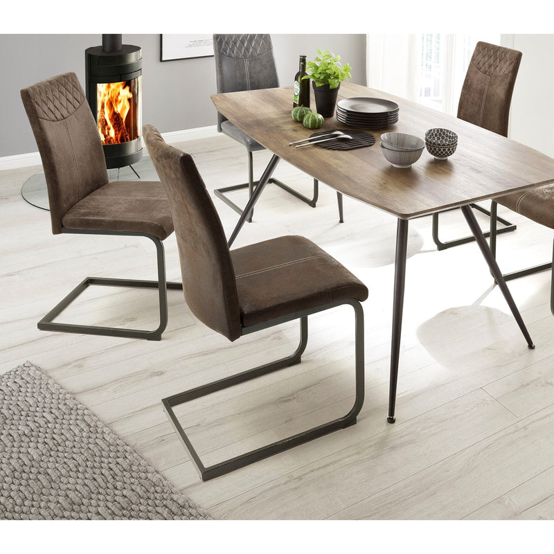 Set 4 scaune tapitate cu stofa si picioare metalice, Aosta Maro / Negru, l42xA59xH95 cm (2)