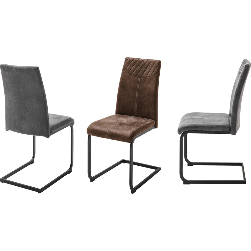 Set 4 scaune tapitate cu stofa si picioare metalice, Aosta Maro / Negru, l42xA59xH95 cm (3)