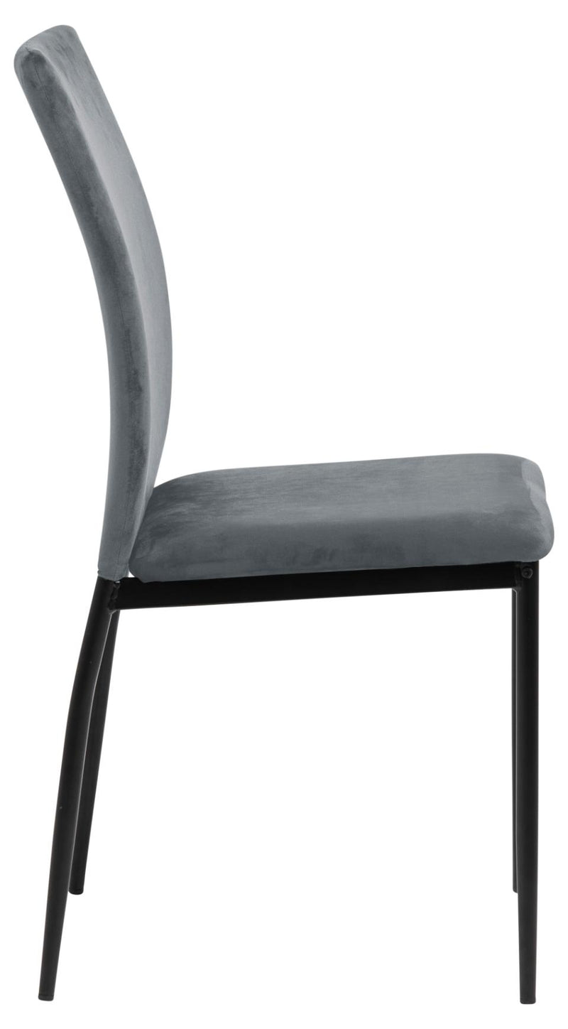 Set 4 scaune tapitate cu stofa si picioare metalice Demina Velvet Gri Inchis / Negru, l43,5xA53xH92 cm (4)