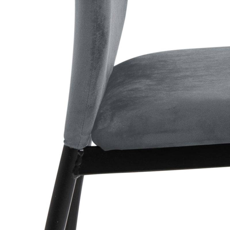 Set 4 scaune tapitate cu stofa si picioare metalice Demina Velvet Gri Inchis / Negru, l43,5xA53xH92 cm (6)
