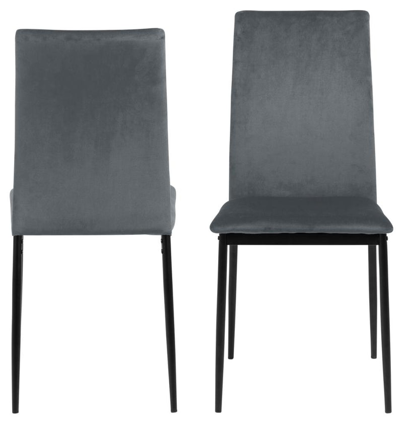 Set 4 scaune tapitate cu stofa si picioare metalice Demina Velvet Gri Inchis / Negru, l43,5xA53xH92 cm (3)