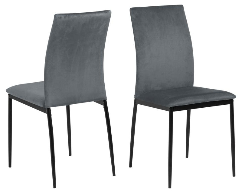 Set 4 scaune tapitate cu stofa si picioare metalice Demina Velvet Gri Inchis / Negru, l43,5xA53xH92 cm (2)