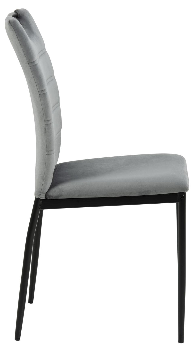 Set 4 scaune tapitate cu stofa si picioare metalice Dia Velvet Gri inchis / Negru, l43,5xA53xH91,5 cm (2)
